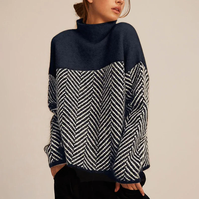 Dakota – Oversized Chevron Turtleneck Sweater