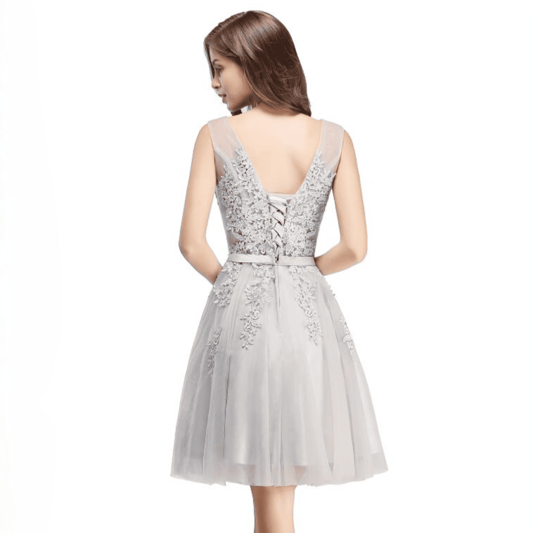 Blake – Floral Appliqué A-Line Dress for Wedding Guest & Homecoming