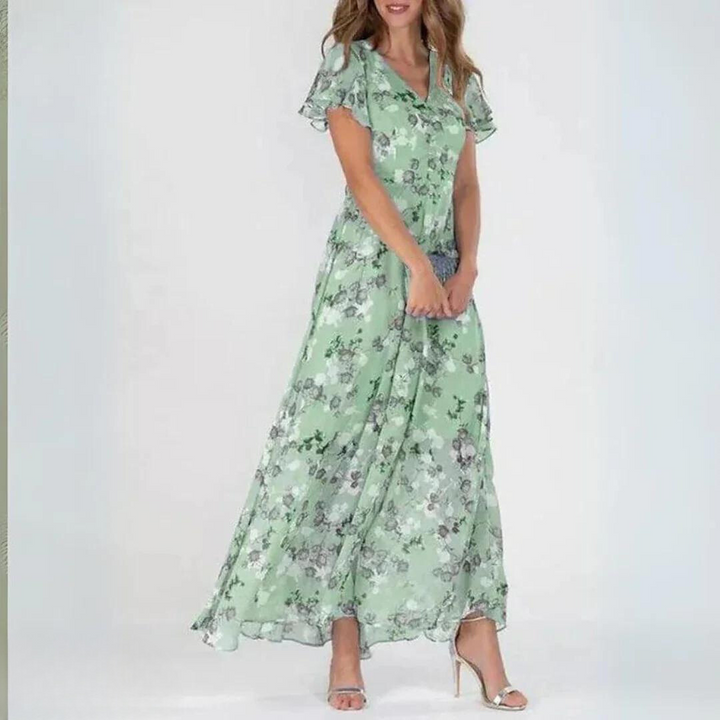 Violet – Printed V-Neck Summer Dress