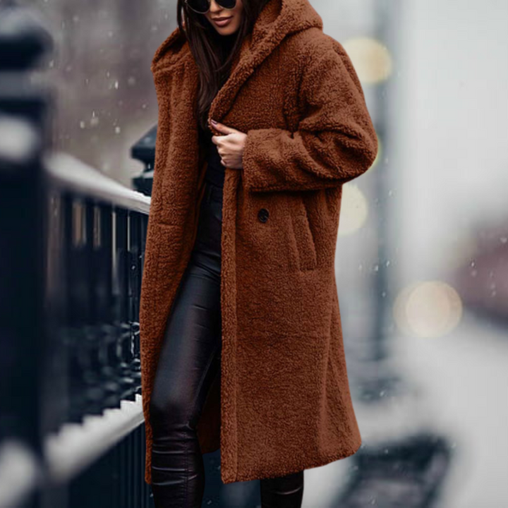 Katie – Longline Hooded Teddy Coat for Women