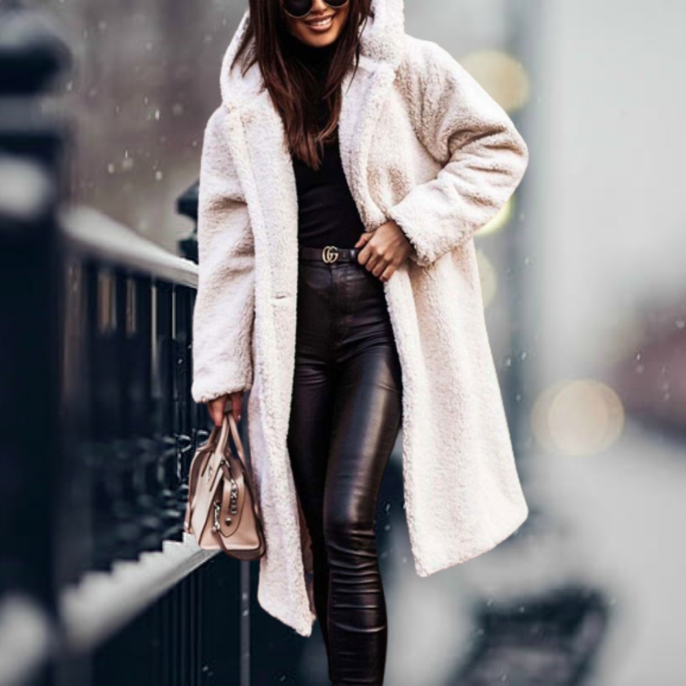 Katie – Longline Hooded Teddy Coat for Women