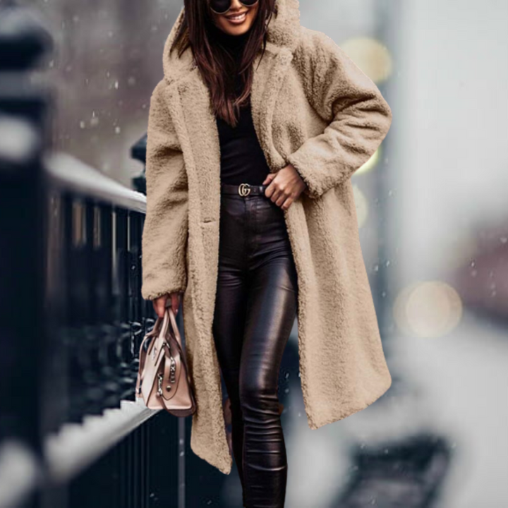 Katie – Longline Hooded Teddy Coat for Women