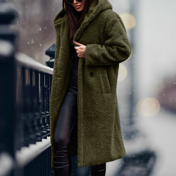 Katie – Longline Hooded Teddy Coat for Women