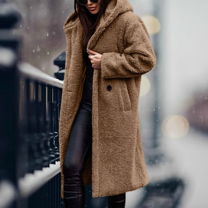Katie – Longline Hooded Teddy Coat for Women