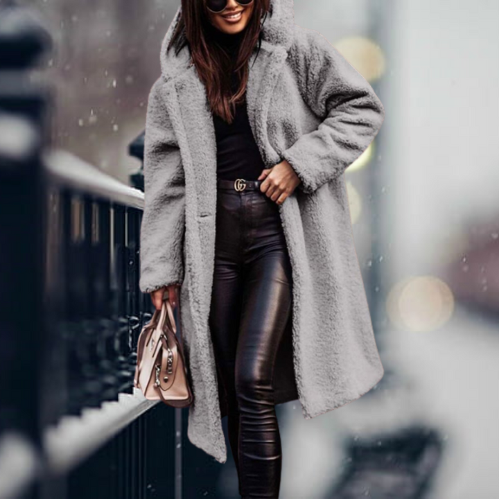 Katie – Longline Hooded Teddy Coat for Women