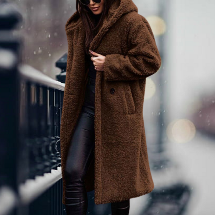 Katie – Longline Hooded Teddy Coat for Women