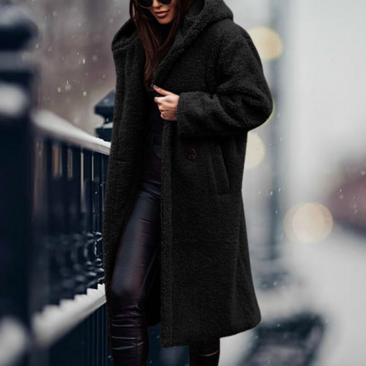 Katie – Longline Hooded Teddy Coat for Women