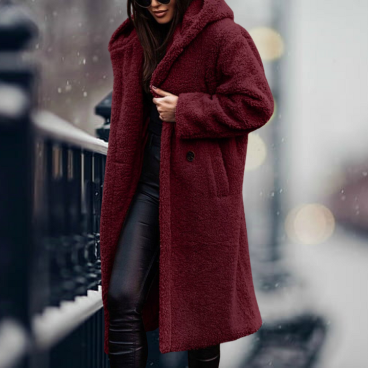 Katie – Longline Hooded Teddy Coat for Women