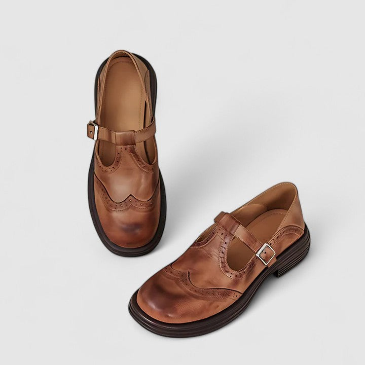 Sally – T-Bar Mary Jane Flats with Buckle Strap