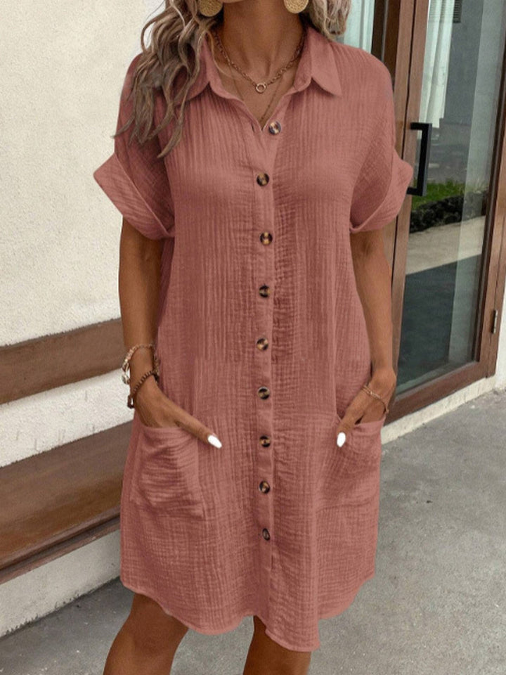 Julie – Casual Shirt Dress with Button-Down Polo Collar