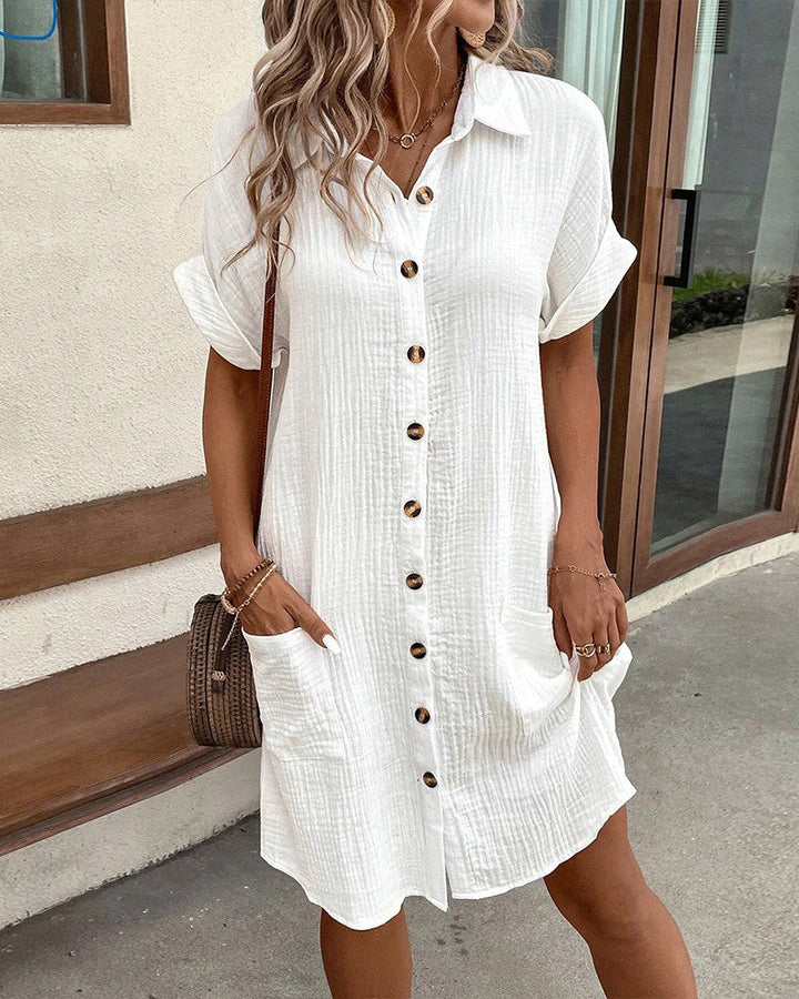 Julie – Casual Shirt Dress with Button-Down Polo Collar