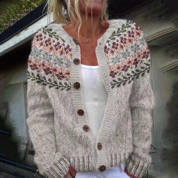 Elyse – Button-Front Patterned Cardigan for Women