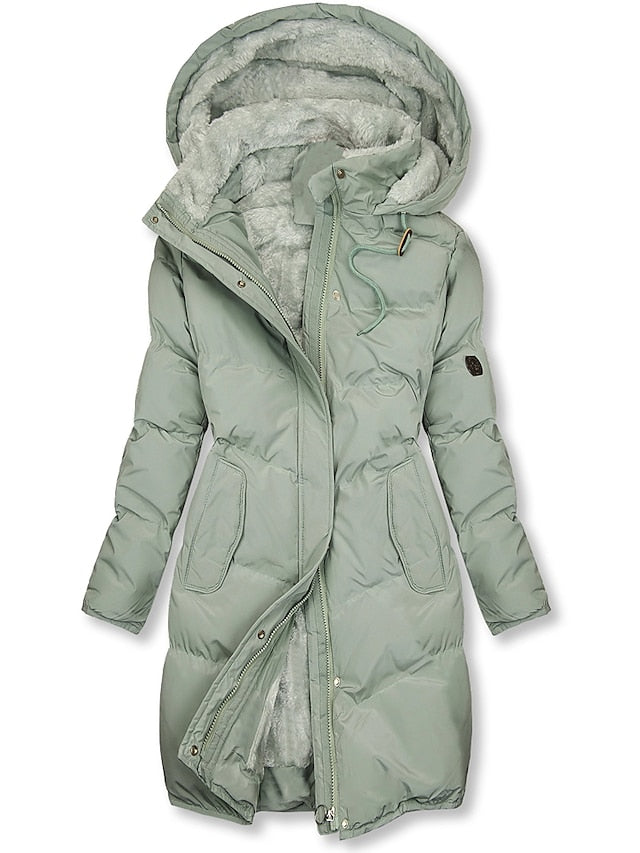 Wintermantel Damen | Langer Parka mit Kapuze | Warm & Winddicht für kalte Tage