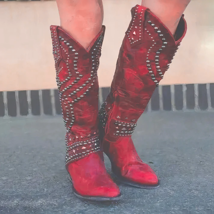 Alexia – Studded Western Knee-High Boots for Women