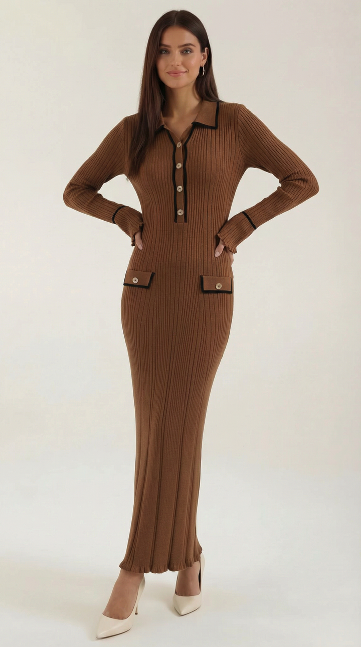 Women's Long Knit Dress | Fitted and Retro