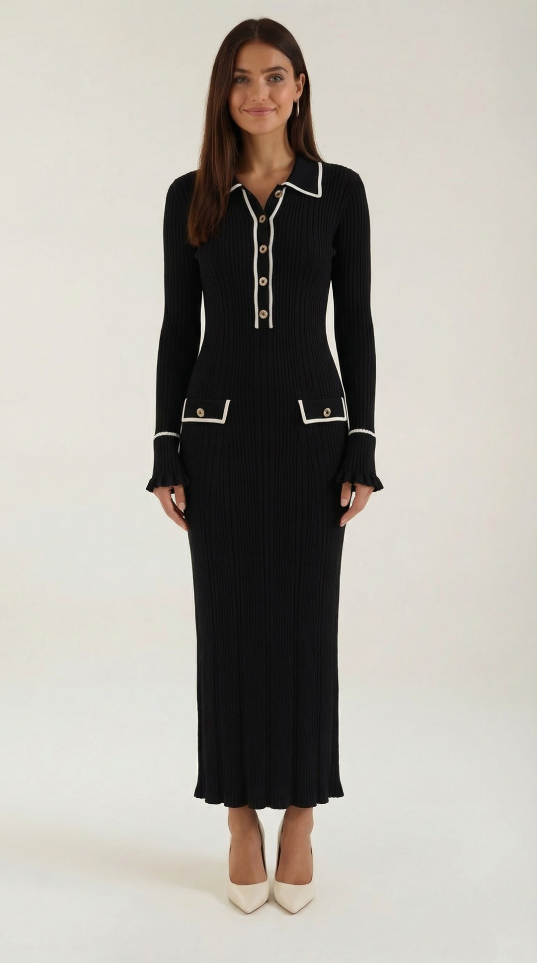 Women's Long Knit Dress | Fitted and Retro