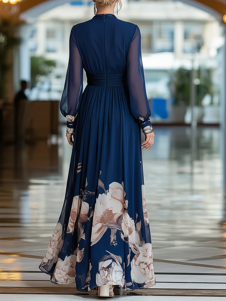 Molly – Pleated V Neck Floral Maxi Dress