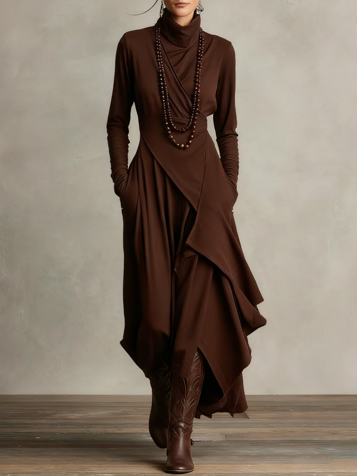 Mya – Turtleneck Wrap Maxi Dress for Women