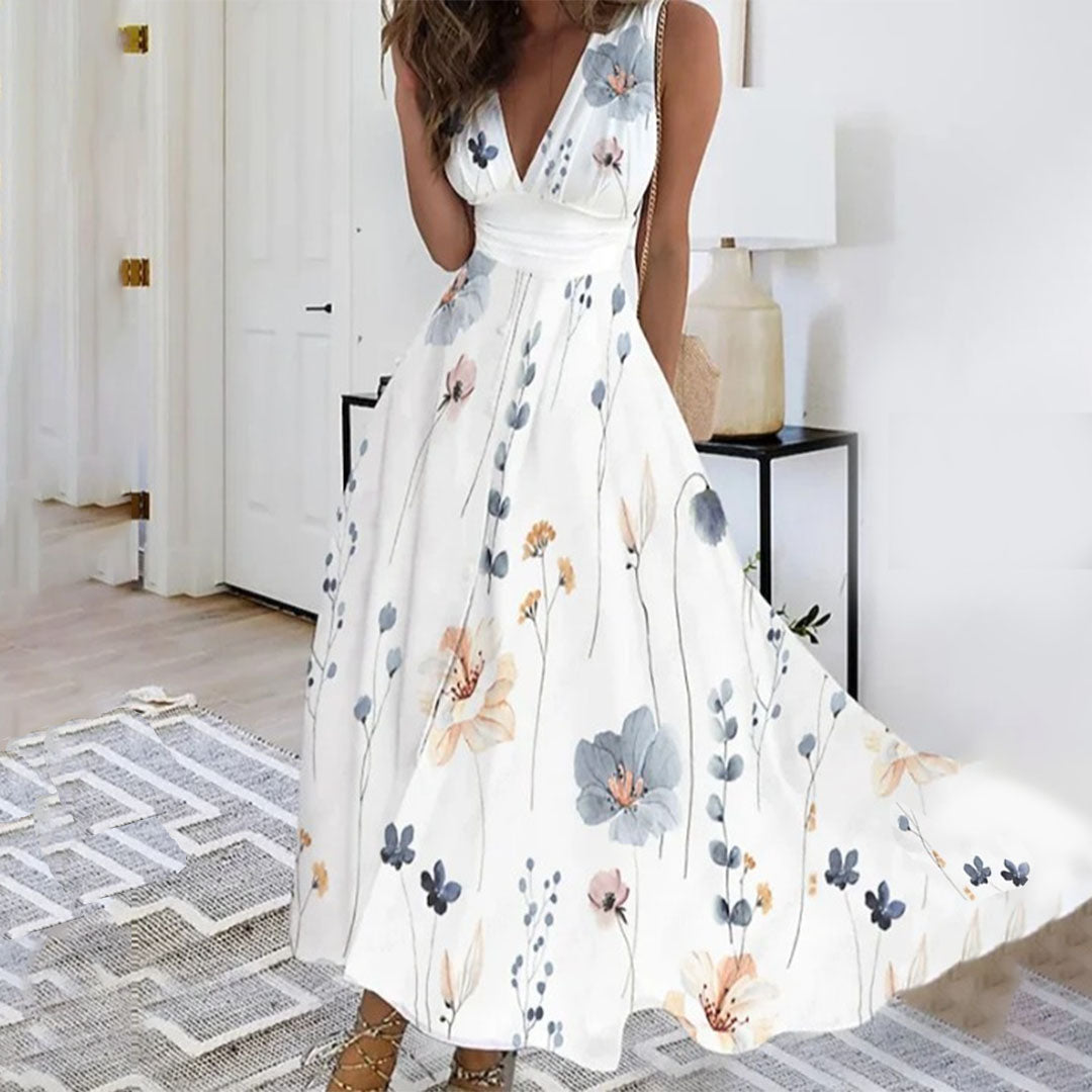 Amy – Floral V-Neck Maxi Dress for Garden Party Elegance