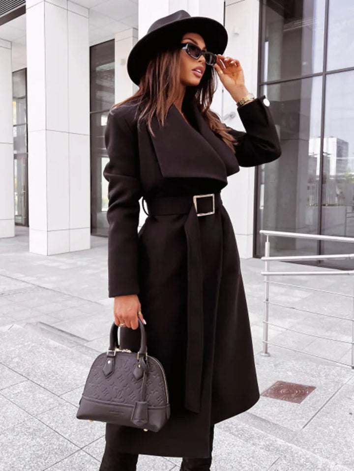 Maddison – Belted Wrap Coat with Draped Shawl Collar