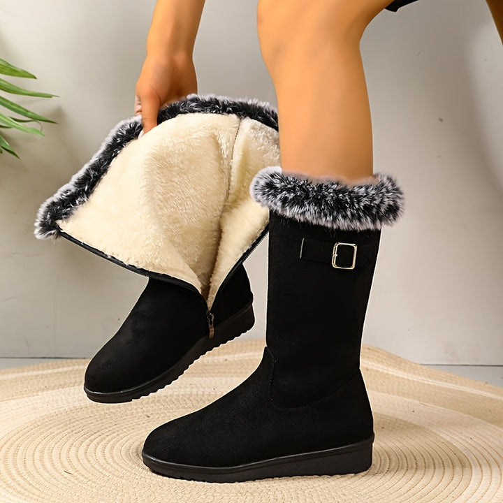 Tilda – Shearling-Cuff Buckle Snow Boots for Women