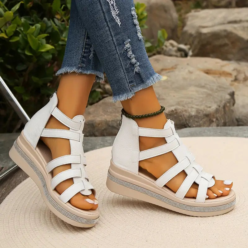Madelyn – Chic Rhinestone Sandals with Adjustable Heel Strap