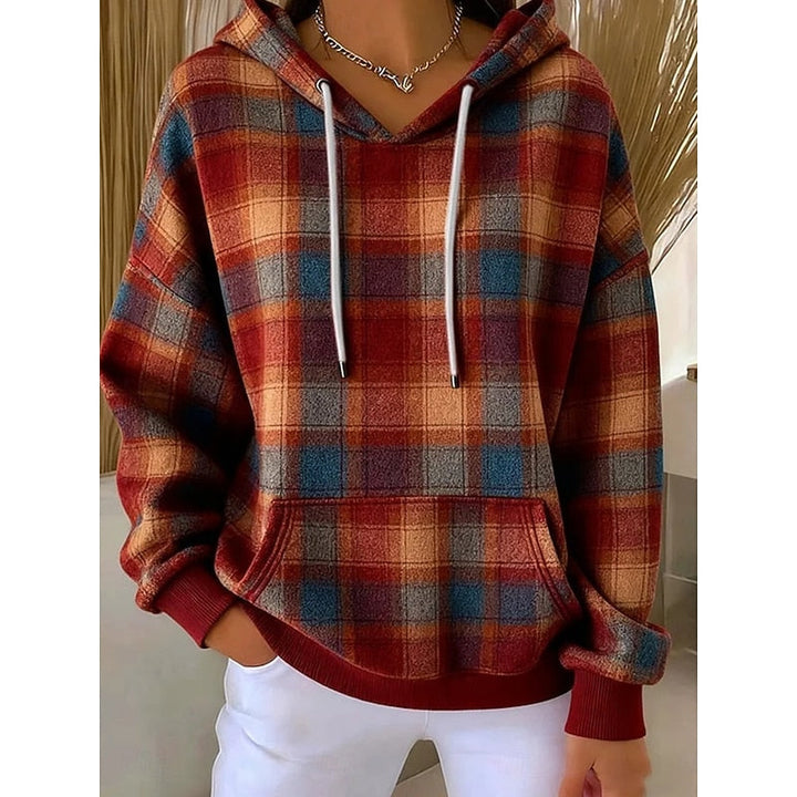 Malvina – Checked Kangaroo-Pocket Hoodie for Women