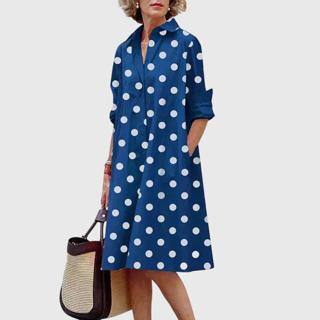 Eliza – Collared Midi Shirt Dress with Pockets