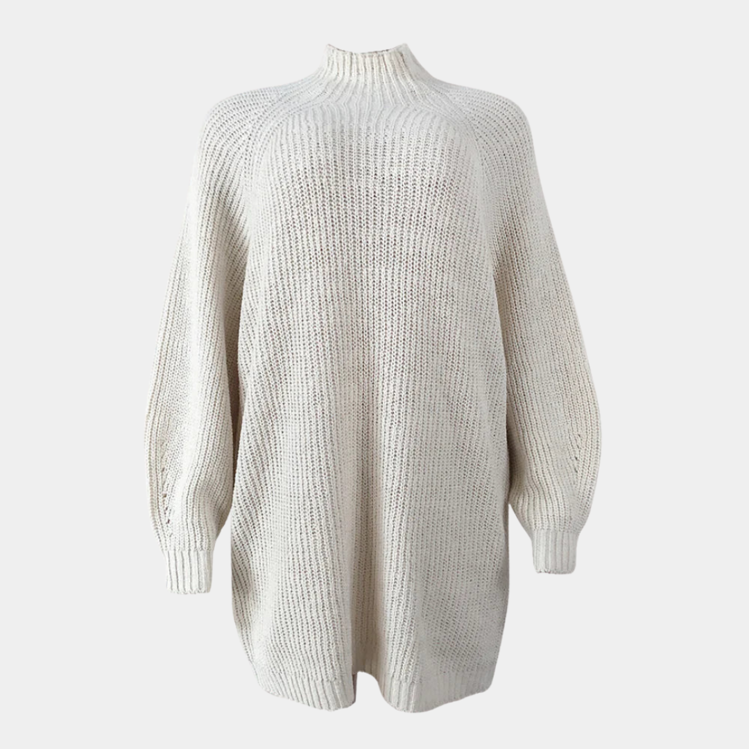 Addie – Women's Oversized Ribbed Turtleneck Sweater Dress