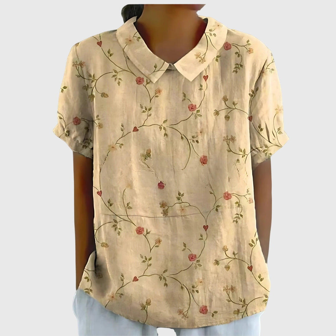 Madison – Flowy Floral Blouse with Short Sleeves