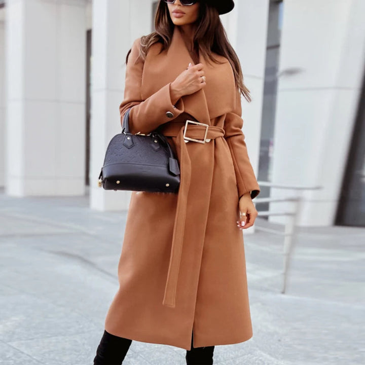 Maddison – Belted Wrap Coat with Draped Shawl Collar
