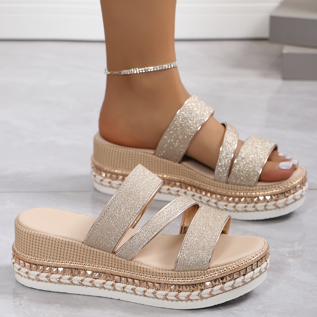 Avery – Elegant Sandals with Metallic Glitter Straps