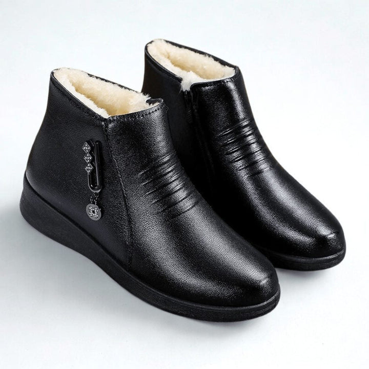 Shearling-Lined Side Zip Ankle Boots for Women