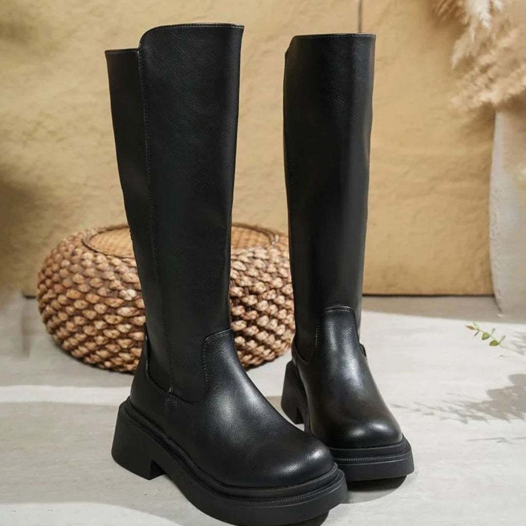 Alivia – Women's Platform Leather-Look Knee-High Boots