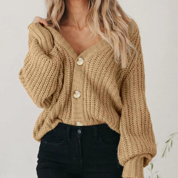 Chunky Knit Button Cardigan for Women - View 2