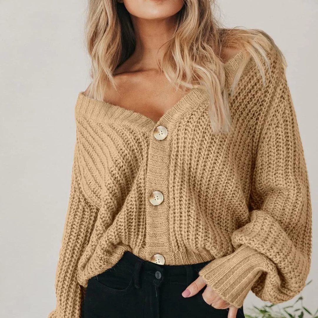 Chunky Knit Button Cardigan for Women - View 3
