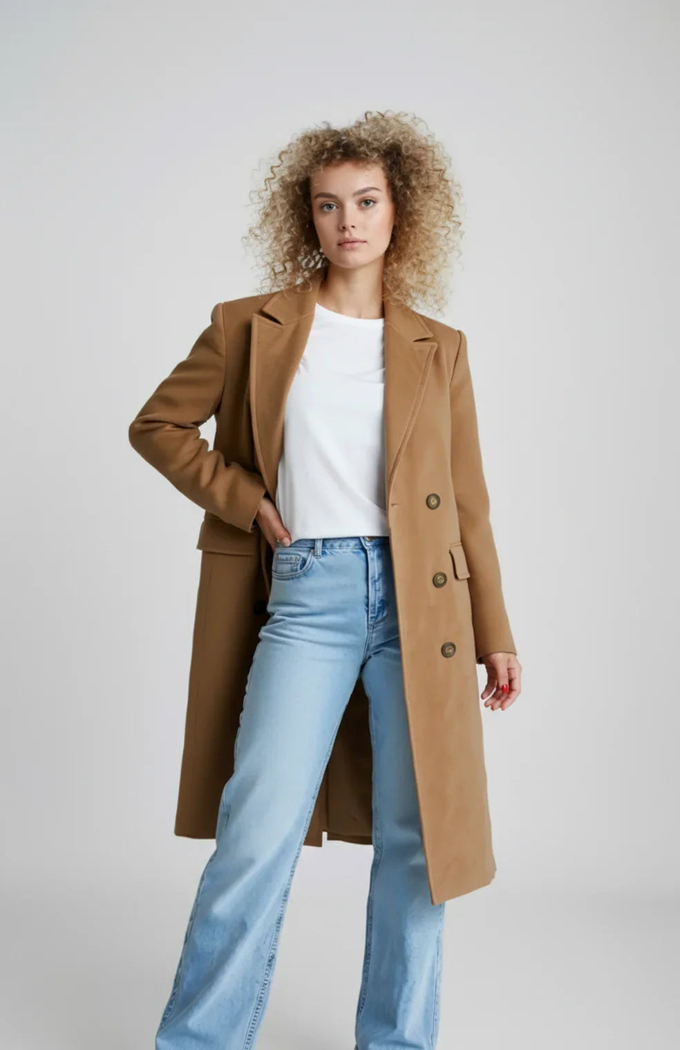 Alondra – Women's Wool-Look Double-Breasted Long Coat