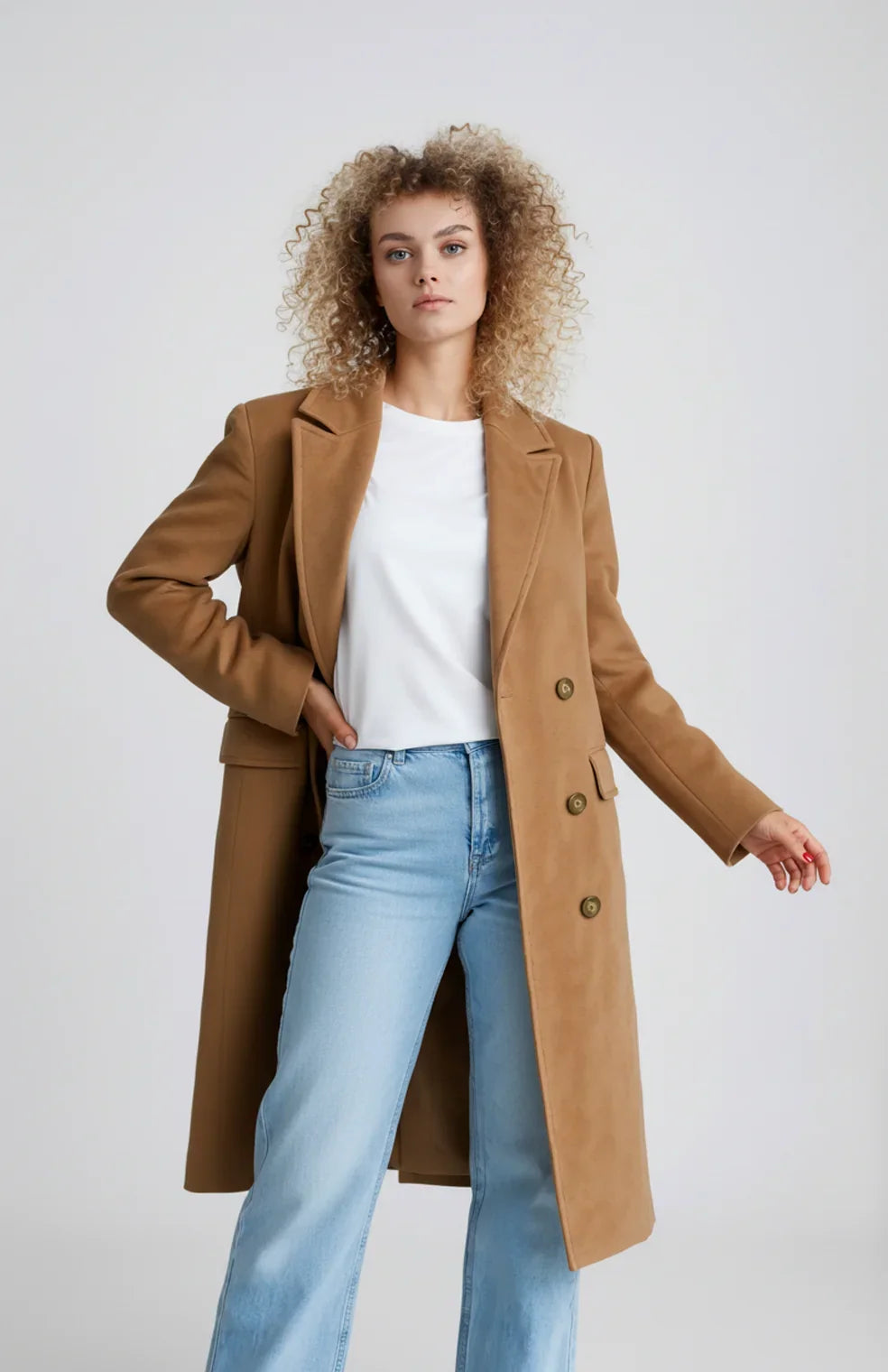 Alondra – Women's Wool-Look Double-Breasted Long Coat