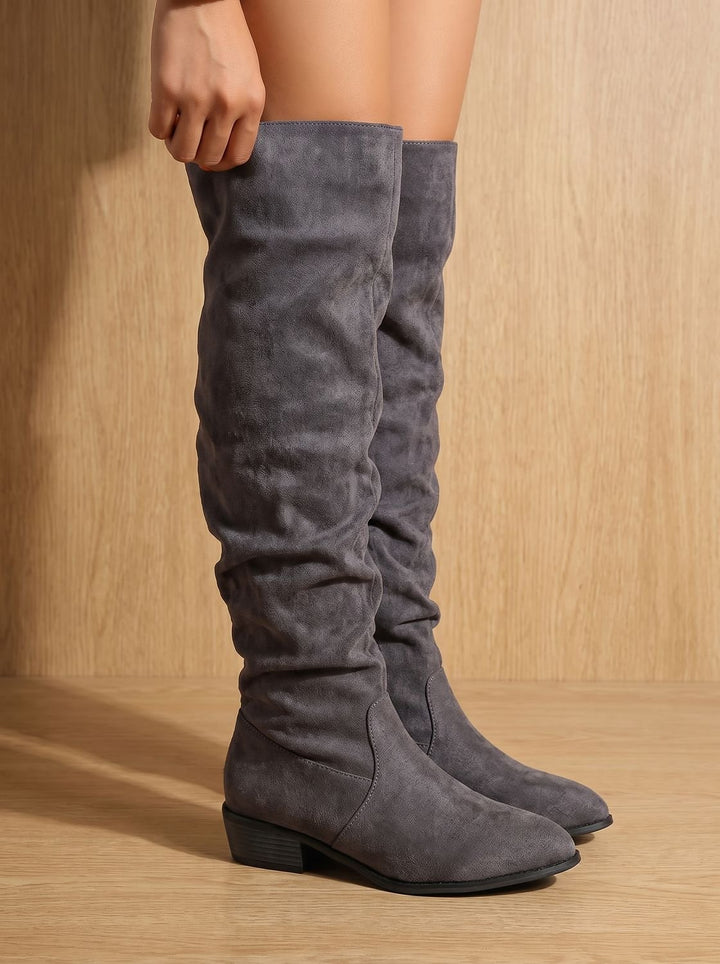 Alva – Women's Slouchy Suede-Look Over-the-Knee Boots