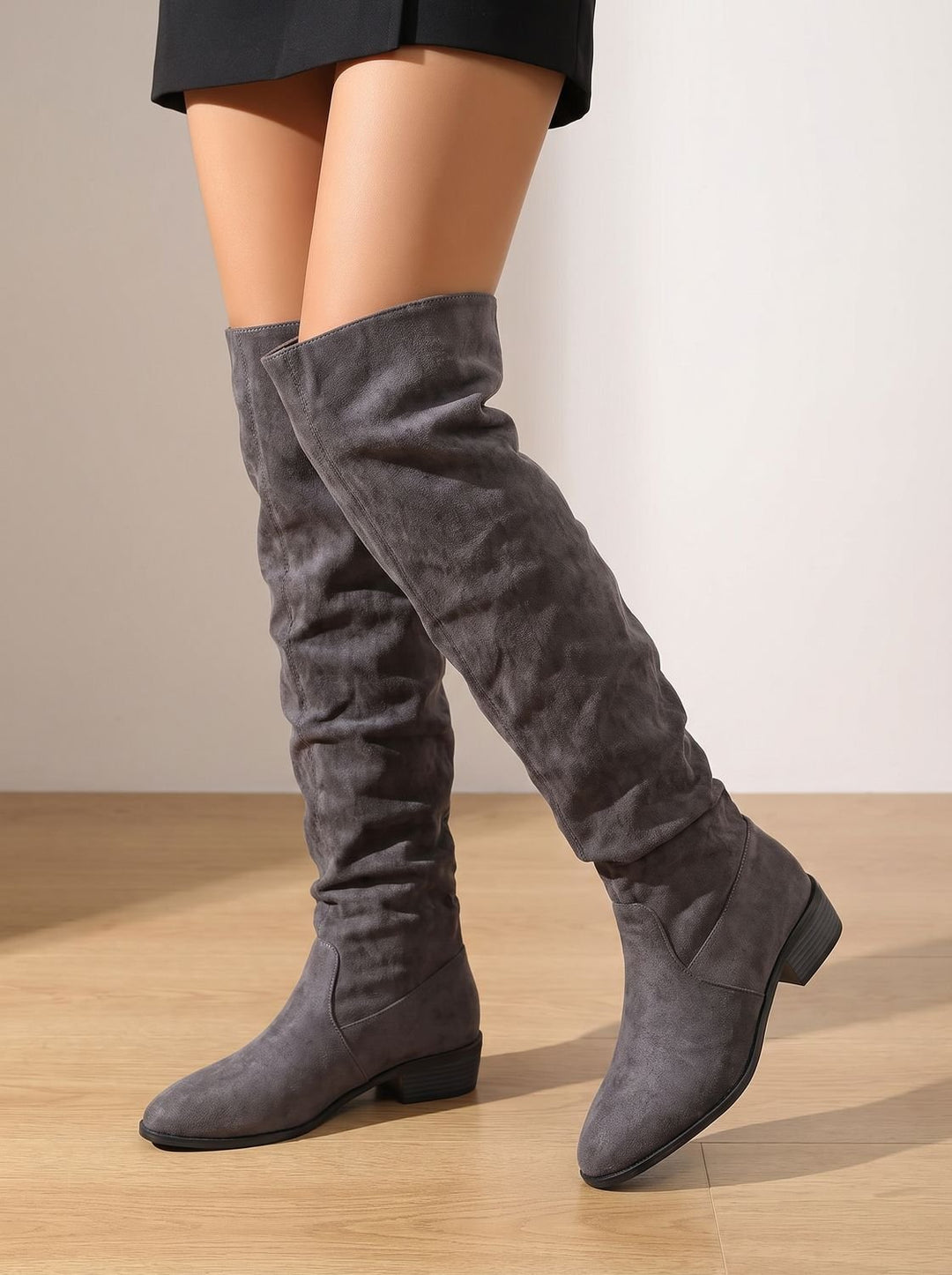 Alva – Women's Slouchy Suede-Look Over-the-Knee Boots