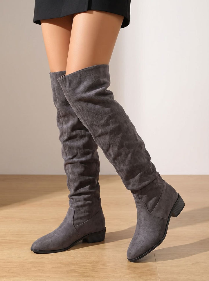 Alva – Women's Slouchy Suede-Look Over-the-Knee Boots