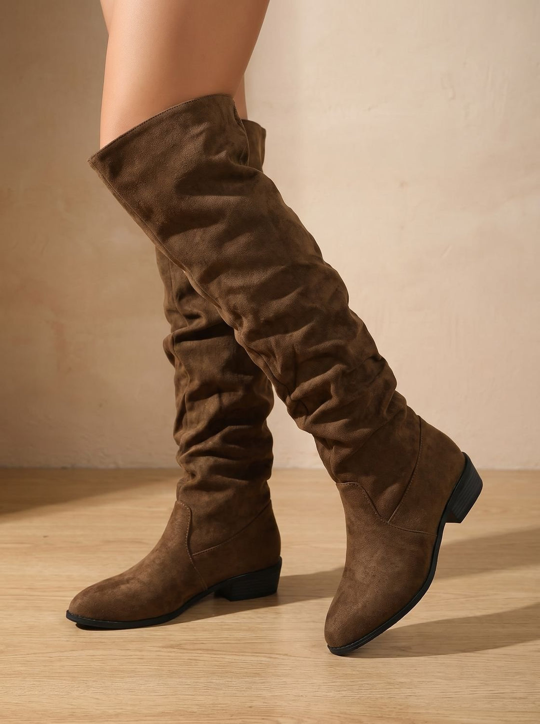 Alva – Women's Slouchy Suede-Look Over-the-Knee Boots