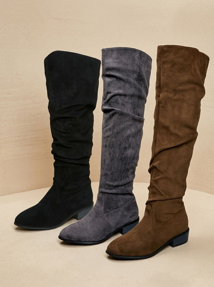 Alva – Women's Slouchy Suede-Look Over-the-Knee Boots