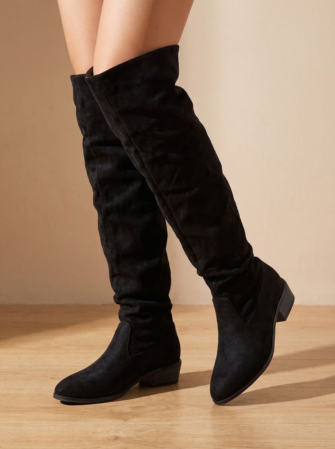 Alva – Women's Slouchy Suede-Look Over-the-Knee Boots