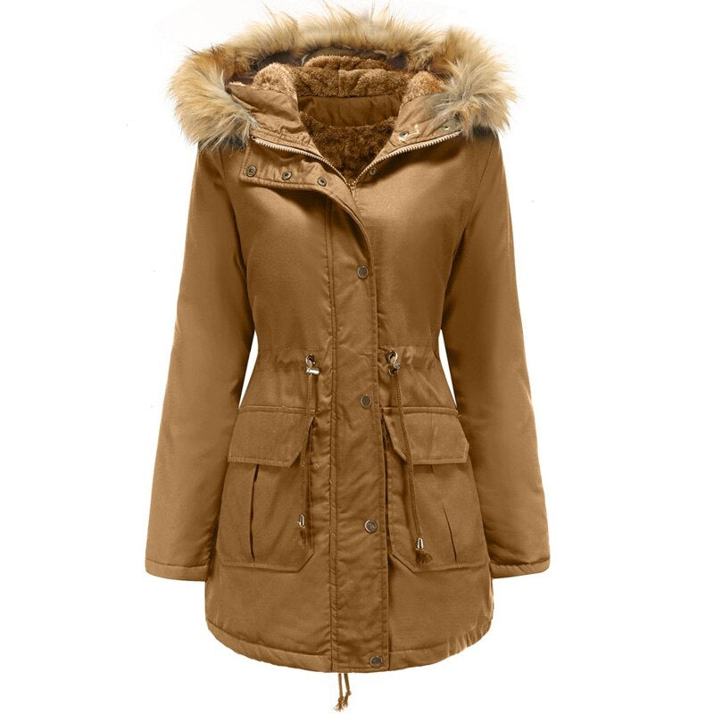Ambrosia – Women's Hooded Parka with Faux Fur-Look Trim