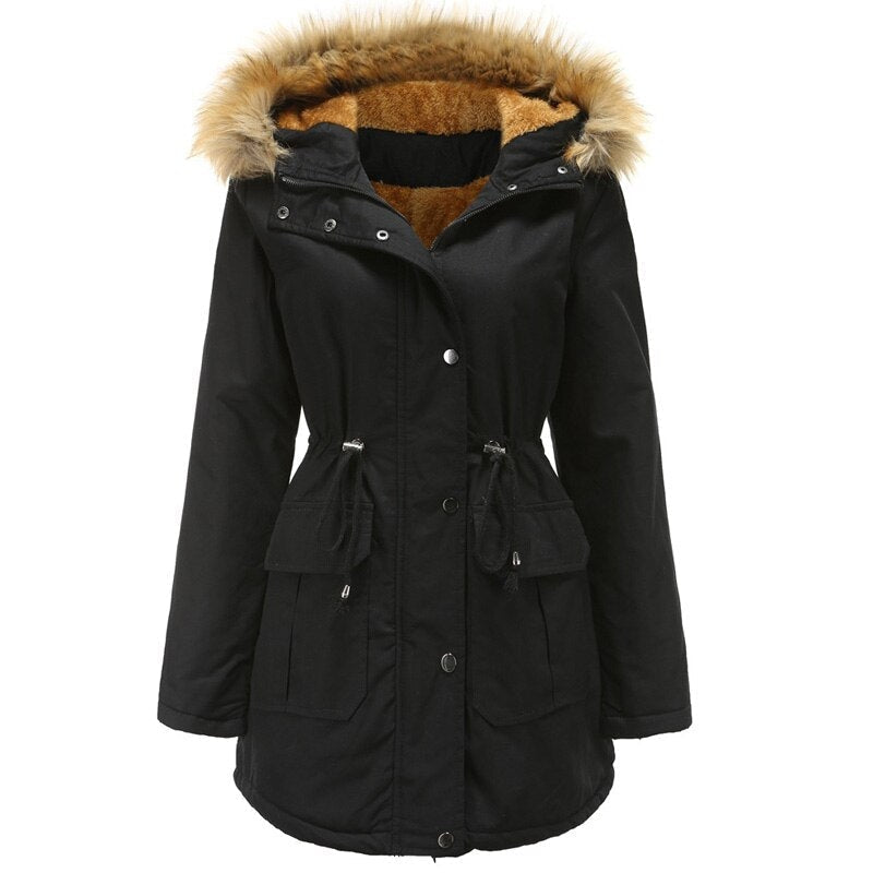 Ambrosia – Women's Hooded Parka with Faux Fur-Look Trim