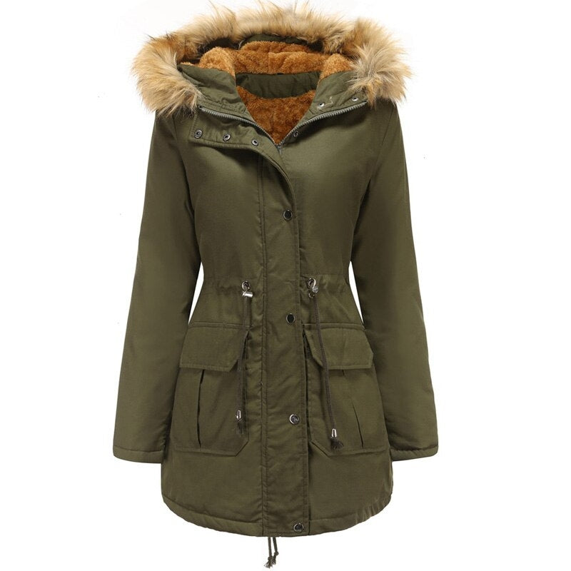 Ambrosia – Women's Hooded Parka with Faux Fur-Look Trim