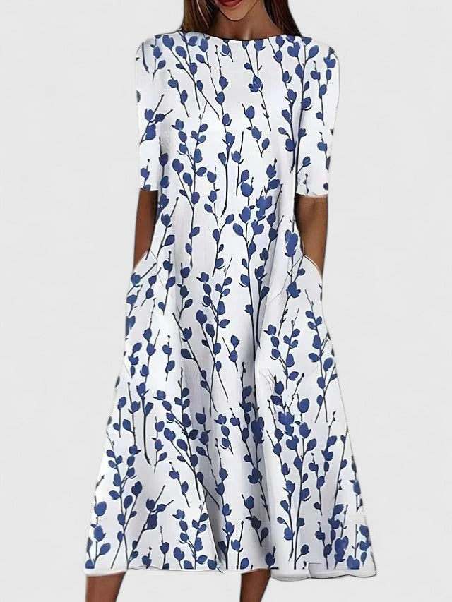Phoebe – Floral Midi Dress with Pockets