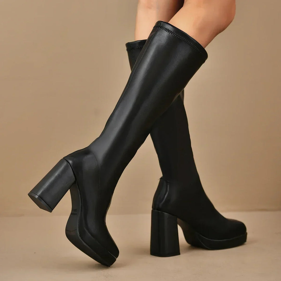 Ansley – Women's Platform Block Heel Knee-High Boots
