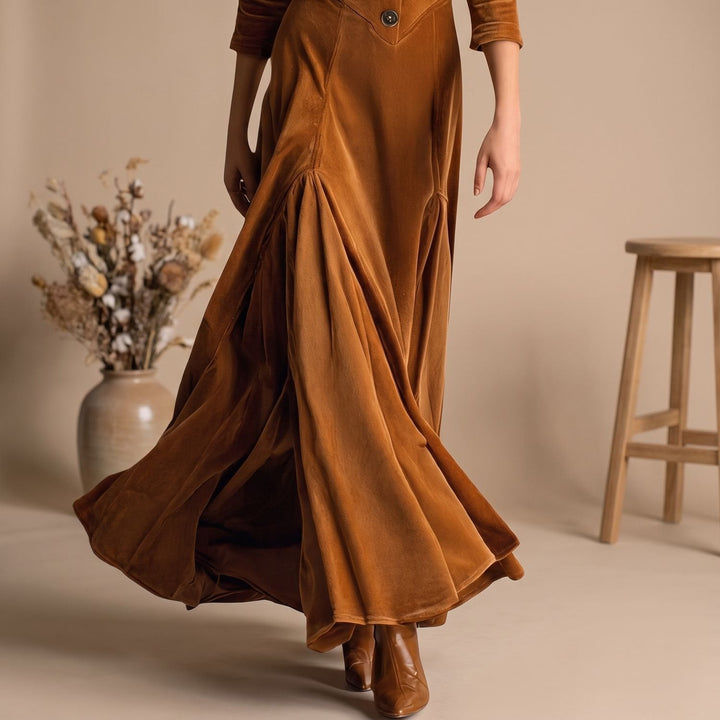 Arya – Women's Velvet-Look Blazer Maxi Dress with 3/4 Sleeves